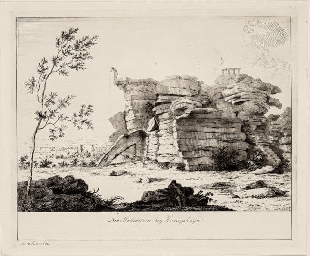 Schachmann Grafik "Der Hohenstein bei Königshain", Karl Adolf Gottlob von Schachmann