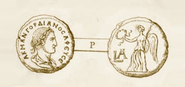 Zeichnung "Münze des Kaisers Gordian filius", Karl Adolf Gottlob von Schachmann